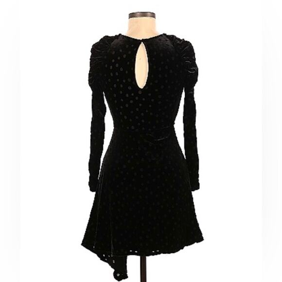 Topshop black velvet and polka dot little black cocktail party dress, size 4 - Picture 2 of 11